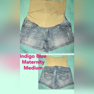 Indigo Blue Denim Maternity Shorts